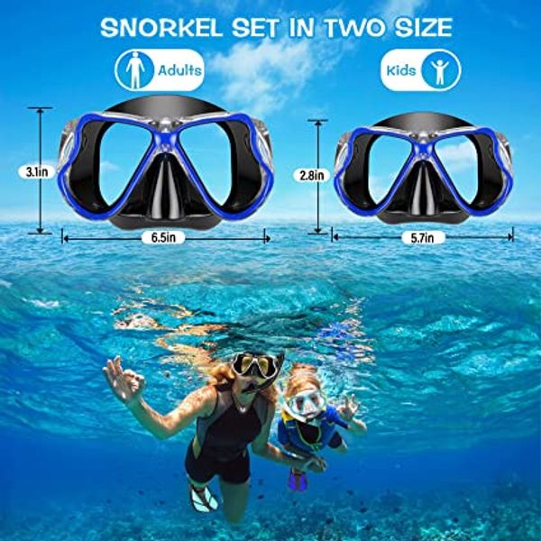 Set di snorkeling set anticonio maschera di immersione in vetro temperata, maschera da snorkeling anti-perdita originale per adulti snorkeling