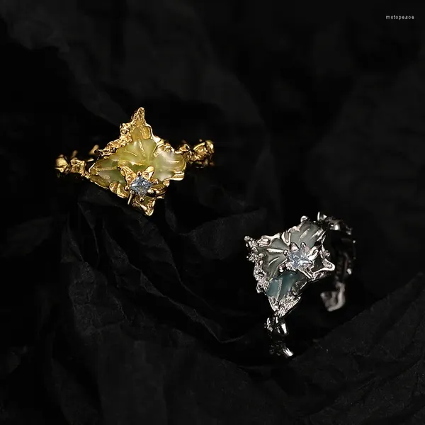 Кластерные кольца корейское текстурированное цветовое кольцо с бриллиантом Small S925 Серебряное серебро открыто прохладный ветер.