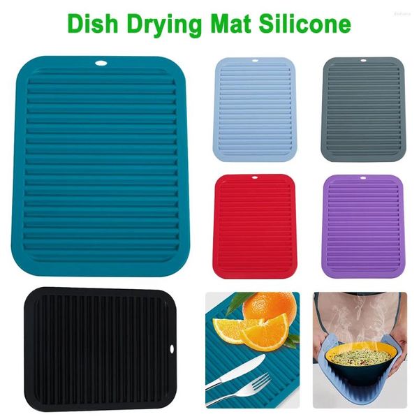 Tapetes de mesa Silicone Prato de secagem Dreno Drene Ponto de água Filtro de água Placemat Cozinha Proteção do contador resistente ao calor Porcar de cozinha à prova d'água