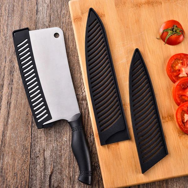 Siyah plastik mutfak bıçak kılıf bıçak bıçak koruyucusu içi boş portatif meyve bıçağı şef bıçakları manşon mutfak aletleri