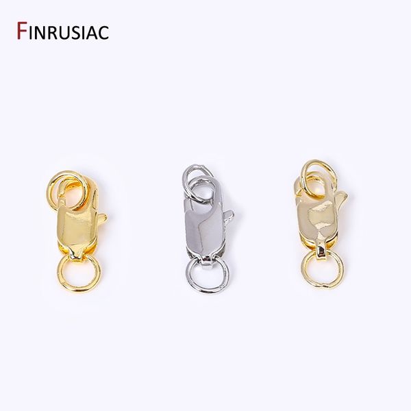 Clasp di aragosta ovale in ottone oro oro 14K/18K con connettori a anelli chiusi per la produzione di gioielli, fermi di gioielli fai -da -te all'ingrosso