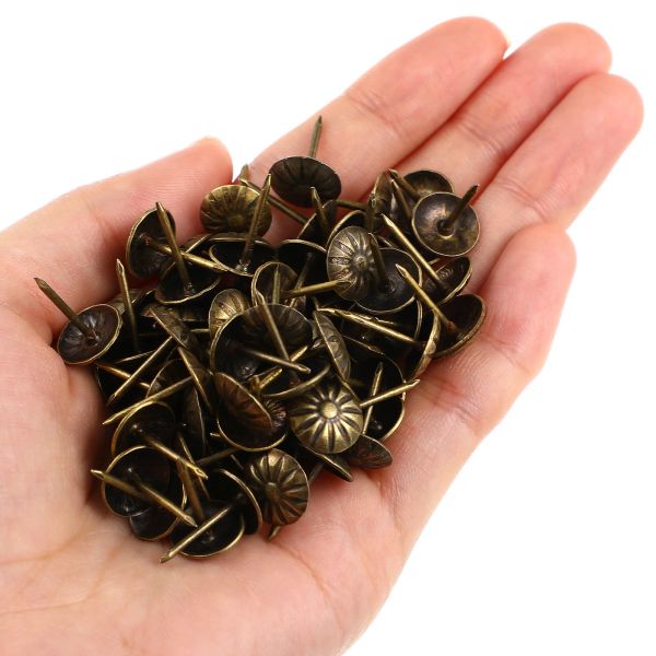 100 PCs Crisântemo unhas de unhas decorativas pushpins Metal Pattern Upholstery Tacks Furniture Iron