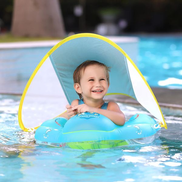 Bebek yüzme şamandıra ile kanopi şişirilebilir bebek yüzen yüzme çocuklar yüzmek havuz aksesuarları daire banyo yaz oyuncaklar dropship 240328