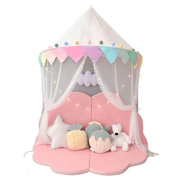 Crib Netting Children Bed Canopy Tent Baby Mosquito Net Gauze Cancone Girl Girl a metà round Dome Reading Corner Play House Kids Teep Ot0uz