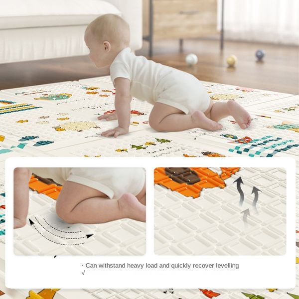 Dicke faltbare Babyspielmatte mit ungiftigen Schaumstoff ineinandergreigende Fliesen zum Krabbeln und Bauchzeit, Bodenmatte für Säuglinge