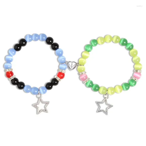 Charm Bracelets Sansango 2pcs/Set Gitarrenstar Paar für Frauen Männer Herz magnetische Matching Armreifen Stein Perlen Schmuck Geschenk