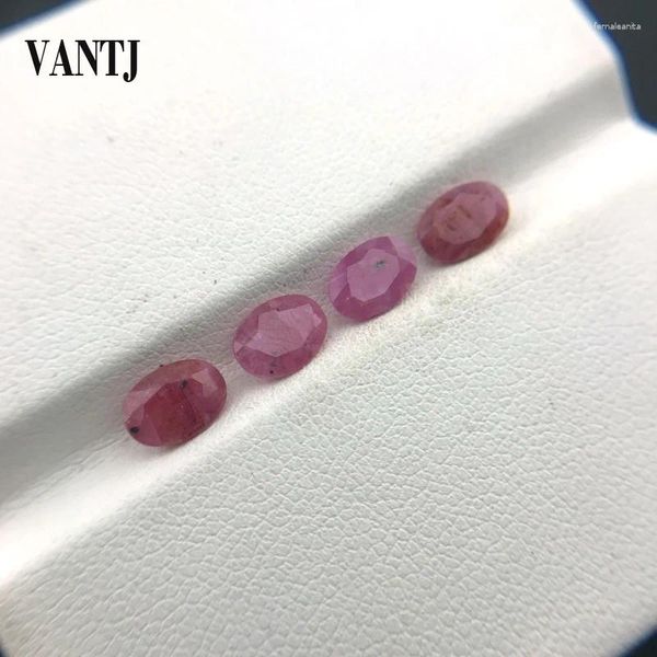 Anelli a grappolo Vantj Natural Ruby Sliose Gemone Ovale 5 7mm 4pcs 4,2 Ct per Montaggio d'oro argento Decorazione fai -da -te Fine Gioielli fatti a mano