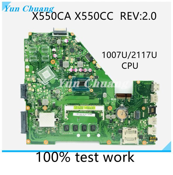 Placa -mãe x550ca x550cc placa principal para asus x550ca x550cc x550cl r510c y581c x550c placa -mãe laptop com 4gb ram i3 i5 cpu ddr3 uma