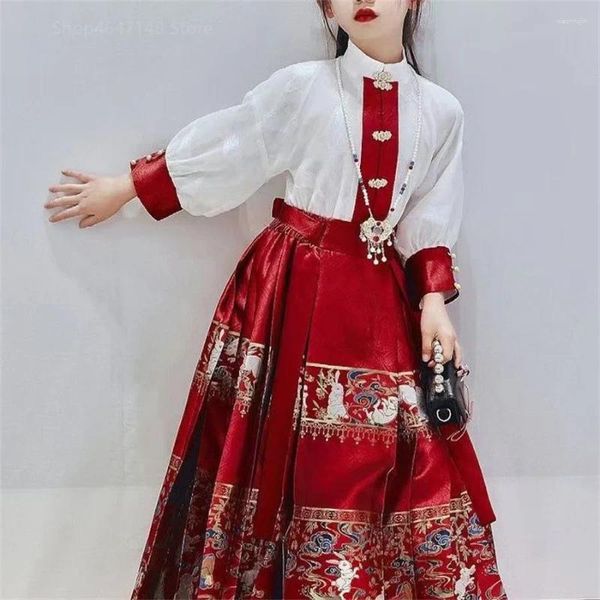 Kleidungssets Pferdegesichtsrock Mädchen Anpassen chinesischer Stil Kinder Hanfu Altes Kleid für Baby Girl Summer Dünn Tang