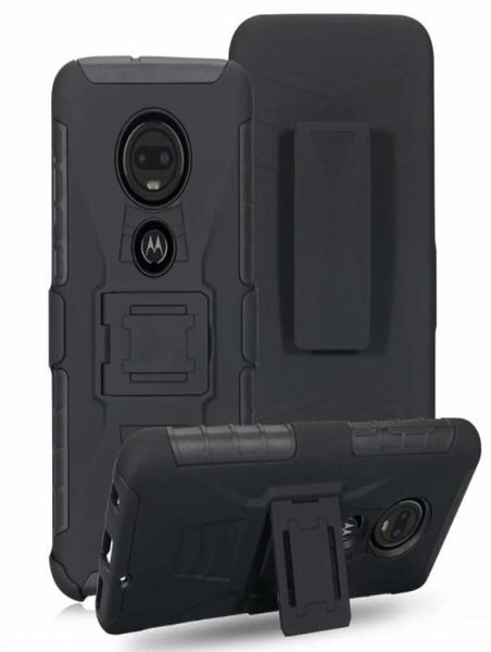 Custodia pesante di grado militare robusto con cavalletto di fondina girevole a clive a cinghia per Motorola Moto G7Moto G7 Powermoto G7 Play8584668