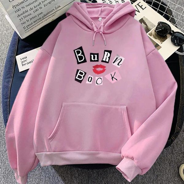 Hoodies femininos mencionam o livro de queimaduras de lábios vermelhos mulheres/homens roupas de inverno com manga comprida com capuz com capuz sudaderas con capucha impressão tops