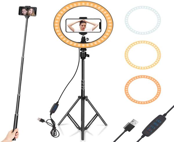 Ring Light 10Quot com suporte para telefone do tripé para o YouTube Video Desktop Camera LED Ring Light para Streaming Makeup Selfi1282084