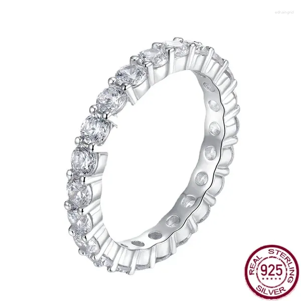 Küme halkaları S925 Üst düzey minimalist şık ve çok yönlü mücevher kadınları için 3mm zirkonya kakma ile gümüş yüzük