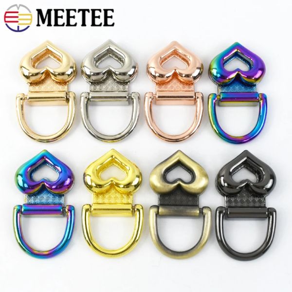 Meetee 2/4/10pcs 19mm Bolsas de metal fivelas l laterais D Ring Hanger Pull Clip ganchos Bolsa Strap Strap Acessórios de hardware de cinto DIY