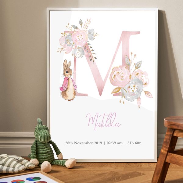 Baby Baby Birth Poster personalizado Arte impressão ABC Nome Canvas Pintura de parede Imagem nórdica garoto decoração de quarto de menino