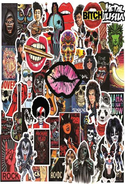 50pcslot rock band engraçado e cool pvc adesivos mj king colorido motocicleta mala de bicicleta de bicicleta jdm violão adesivos à prova d'água7743689