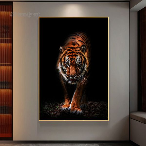 Moderne HD Wildtiere Bilder Löwe, Tiger, Leoparden -Leinwand Malerei Luxus Tierwandkunst Poster Drucke für Wohnzimmerdekoration