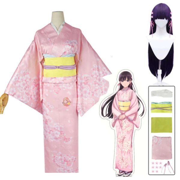 Costumi cosplay anime il mio felice matrimonio miyo saimori costume da costume kimono abito rosa vestito copricapo abbigliamento giapponese Halloween Party w