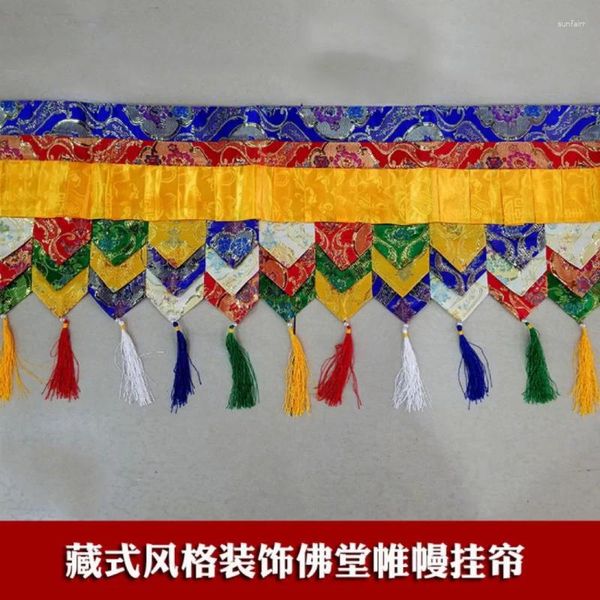 Dekorative Figuren 200 cm langer Großhandel Buddhistische Lieferungen Home Tempel Dekor Wand Decke Ehrgötiger Stickvorhang Vorhang Streamer