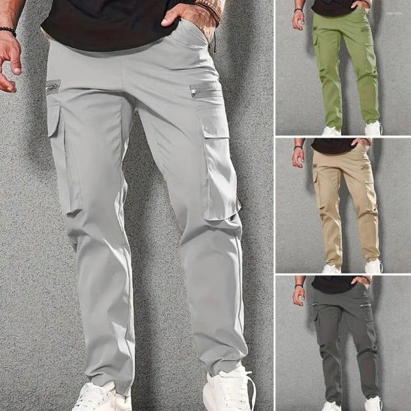 Pantaloni da uomo uomini pantaloni della tuta allenamento in palestra traspirante con tasche con cerniera laterale che corse elastica per fare jogging