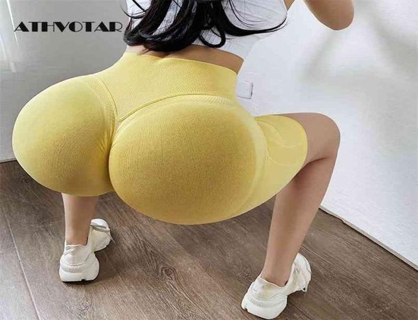 Athvotar Push Up Short Beggings Donne Fitness Sport Fitness Fitness Gyms High Waist Leggings Slim Work Solid Color Women Leggins 210908438357