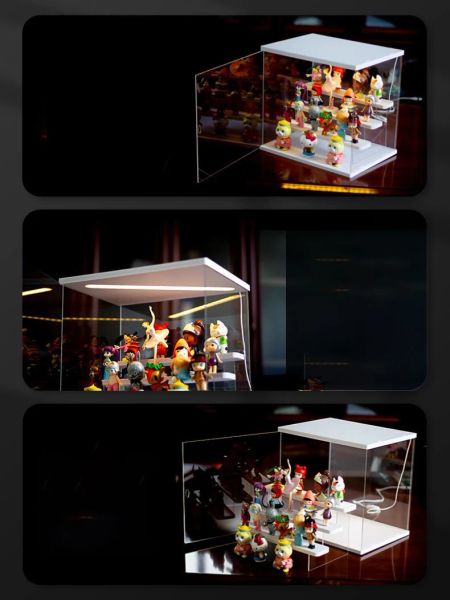 Visualizza acrilica 2-5 Case di visualizzazione con luce a LED per figure, bambola, oggetti da collezione, display Organizzatore del modello di giocattolo a prova di polvere