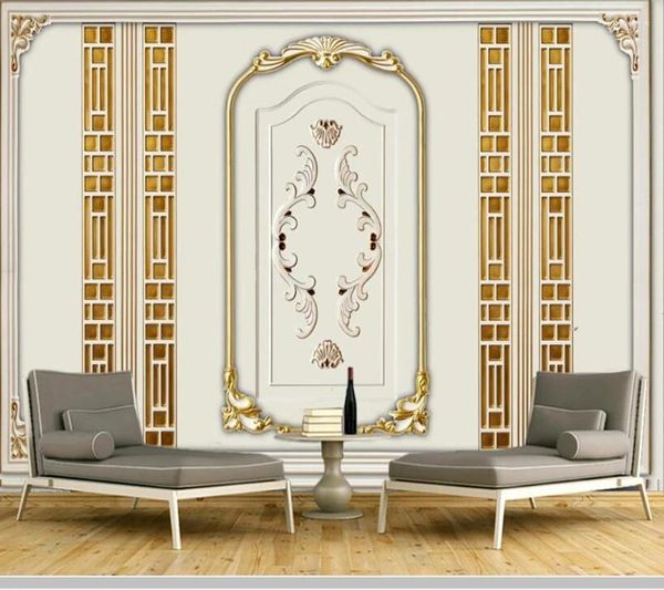 Обои папель де Парде Глден Европейский штукатурка стиль роскошные 3D обои гостиная телевизорная стена спальня роспись дома украшение