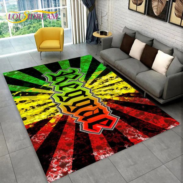 Musica reggae Musica giamaicana Area foglia d'acero, tappeto per moquette per soggiorno decorazione per lo zerbino, tappetino per pavimenti non slittati cucina