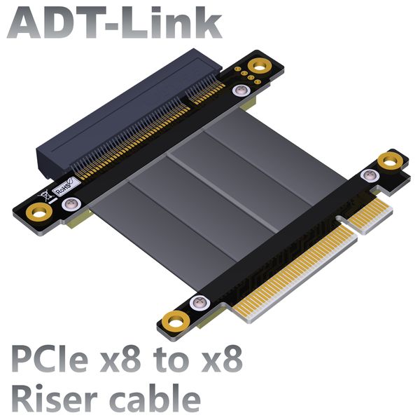 ADT-Link PCI-E 3.0 X8 RISERSO Cavo PCIE Scheda di riser PCIE 8x Adattatore PCIE a Full Speed X8 a X8 per scheda video grafica GPU Extender Extender