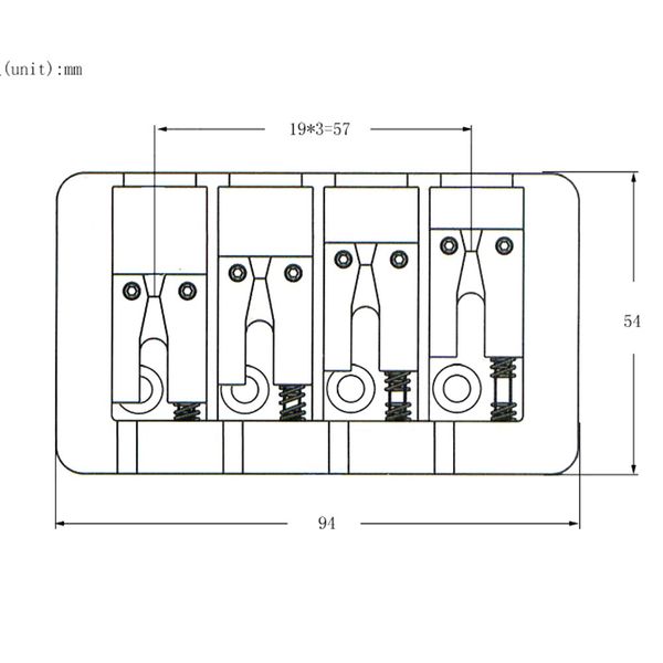 4 Saite L Form Bassbrücke für elektrische Bass, die mit Schrauben und Schraubenschlüssel Metall -Bassbrücke befestigt sind, die für die Elektro -Bassgitarre befestigt sind