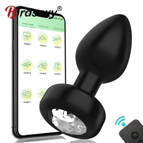 App Remote Anal Vibrator Bluetooth Dildo Butt Plug Men Massageador de próstata Vagina G estimulador de ponto de adultos brinquedos sexuais para 240403