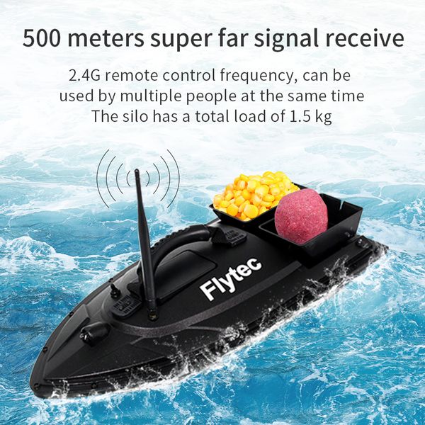 Flytec Fishing Bait Boat Fish Finder 1,5 kg Beladung 500 m Fernbedienung 5,4 km/h Maximale Geschwindigkeit Fischerei Köder Boot Ködergeschmack RC -Boot