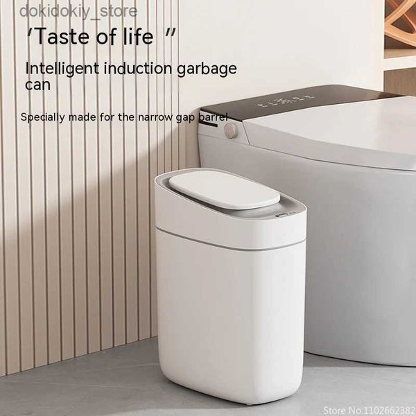 Abfallbehälter neue intelligente Induktion Müll kann Arbae Bin for Home Badezimmer Livin Room Toilette mit Deckelpapierkorb geschlitzte Elektroschaufel L49