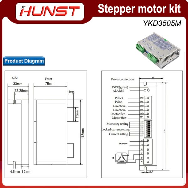 Kit de motorista de motor de passo de Stepper YK368-0830A+YKD3505M Série para o roteador CNC Gravura Máquina de moagem