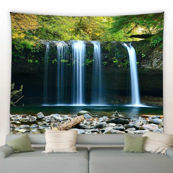 Spring Park Garden Landscape Tapestry Tapestries Foresta Corrente Acqua Paesaggio Naturale Muro Camera sospeso Camera Decorazione per la casa R0411 1