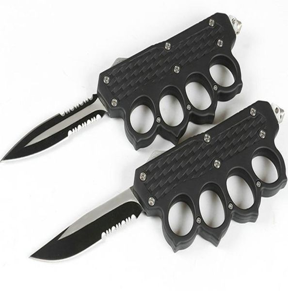 Knuckle Knuckle Auto Tactical Knife 440c Double Ações de borda serrilhada Blade EDC Pocket Gift Knives com nylon Bag2531566