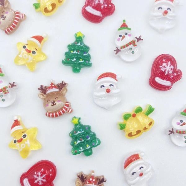 Dekorative Figuren 50pcs Weihnachtserie Nagelkunst flacher Rückenharz Strass Tastbuch Aufkleber Handwerk