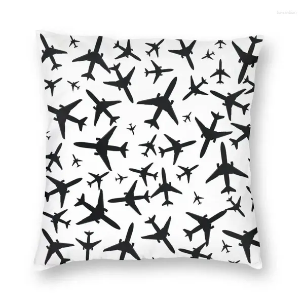 Cuscino aeroplani casuali pattern copri di divano decorazione da caccia per l'aviazione pilota cazzo di lancio quadrati 40x40