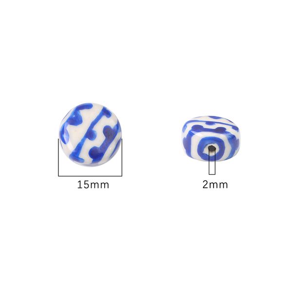2pcs Handpaint 15mm Keramik Porzellanperlen Blumenherzmuster Charme Perlen für Halskette Ohrring DIY Juwelry Craft Making