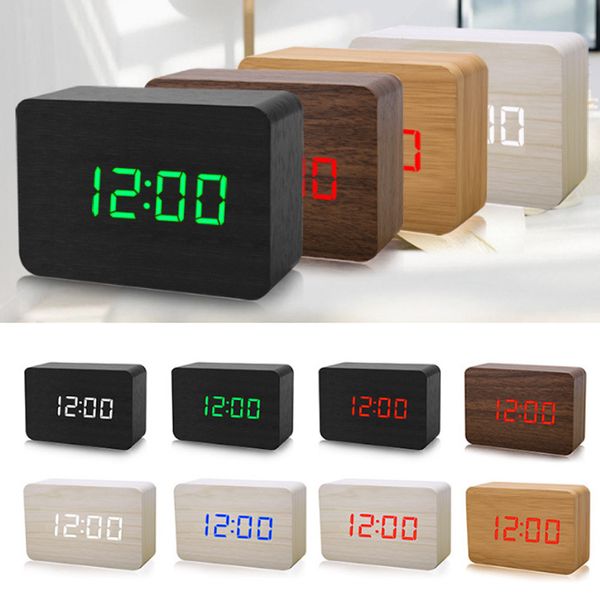 Hölzern digital alarmuhr led Uhrenstisch -steuersteuerung digitales Holz Deftador Elektronische Retro Glow Clock Desktop Dekoration