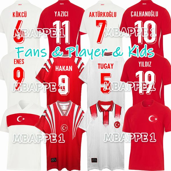 2024 Maglie di calcio Turchia Coppa Euro 1996 Hakan Tugay Burak Kenan Karaman Hakan Calhanoglu Zeki Celik Sukur Ozan Kabak Yusuf Yusuf Yazici Turquia Shirt