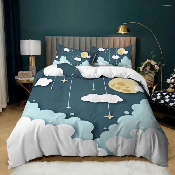Bettwäsche Sets Cartoon Cloud Duvet Cover zwei Größe Süßes Bett Set für Jungen Mädchen Kinder Sky Trösterkissenbezug