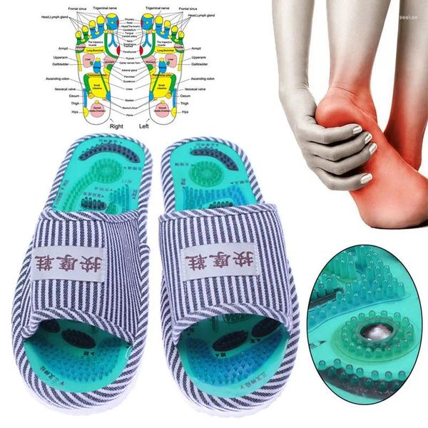 Sapatos casuais massagem chinelos de reflexologia listrada de acupuntura sandálias de pé para homens para homens ASD88