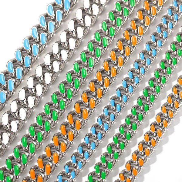 Correntes 8 cores pingando óleo de aço inoxidável em aço cubano Miami Chain Link Chanchles