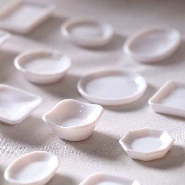 Mini saf beyaz yemek bebek tabağı sabun tabak minyatür ürünler sos kase taklit playob11 bebek ev aksesuarları mutfak oyuncakları