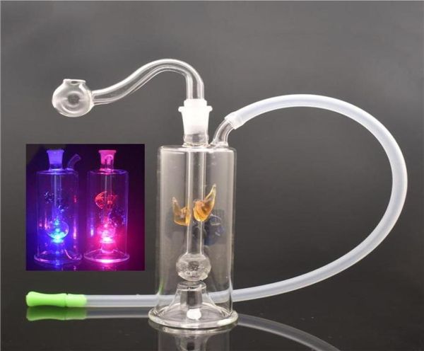 LED Light Glasölbrenner Bongs DAB Percolater Bubbler Wasserleitungen mit Glasölbrennerrohren und Schlauch2780985