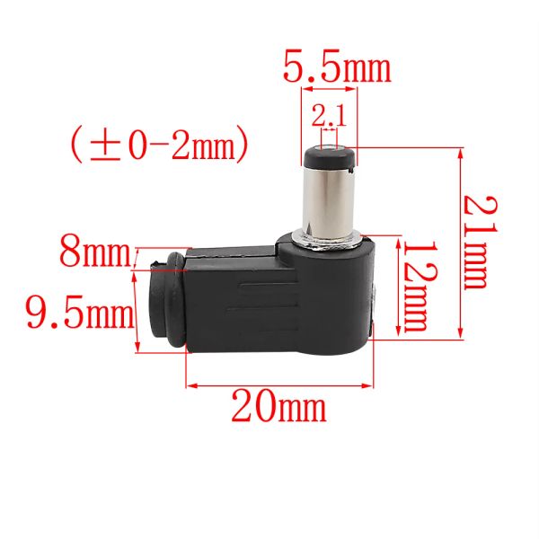 Ângulo reto de 5,5 mm x 2,1 mm DC Plugue do macho de solda conector de adaptador de solda 5,5*2,1mm 90 graus DC Plugs Connectores de montagem de soquete