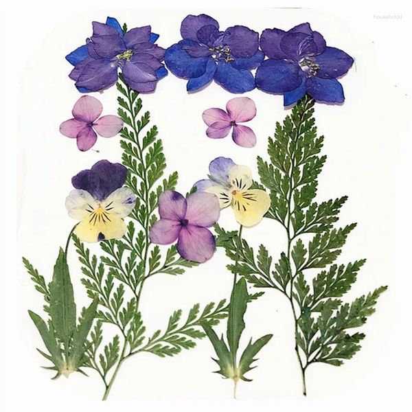 Dekorative Blüten 12pcs/Beutel lila gefärbte Blumenblätter gepresstes Kombination Material DIY Drop Phone Hülle Kerzenrahmen