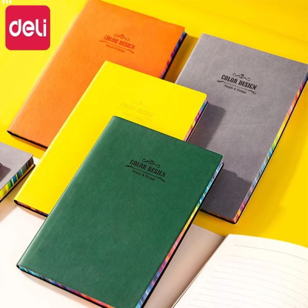 Записные книжки Deli Notebook мягкая кожаная поверхность PU Блокнот цветной спрей края творческая минималистская книга Управление Управляемой Университет Ветров