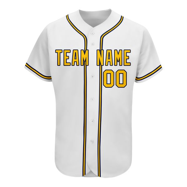 Numero di stampa di maglia da baseball bianca personalizzata Numero casual Street Big Size Game Training Shirt da baseball traspirante uomini/Lady/Youth